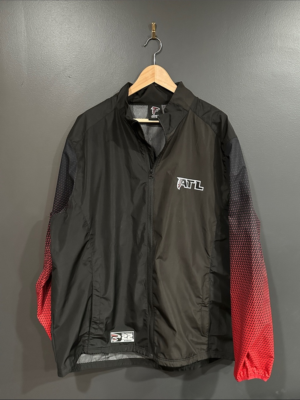 Atlanta Falcons NFL Black and Red Gradient Windbreaker Jacket